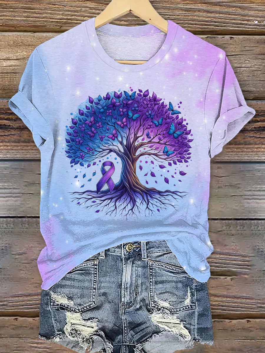 Women's Alzheimer's Awareness Forget Me Not Print T-Shirt