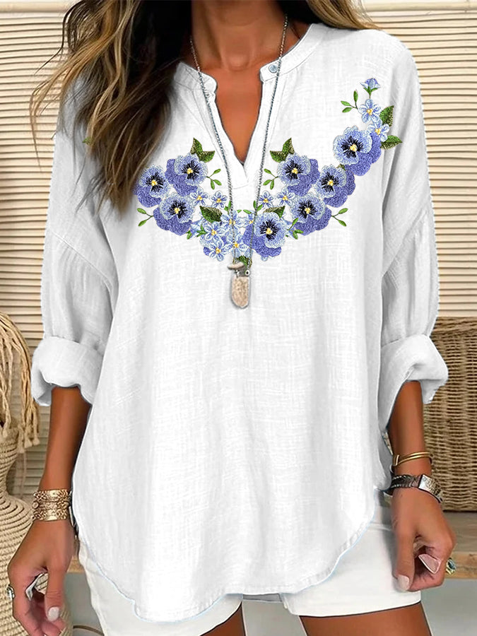 Women's Forget-Me-Not Flowers Print Alzheimer's Awareness Support Shirt