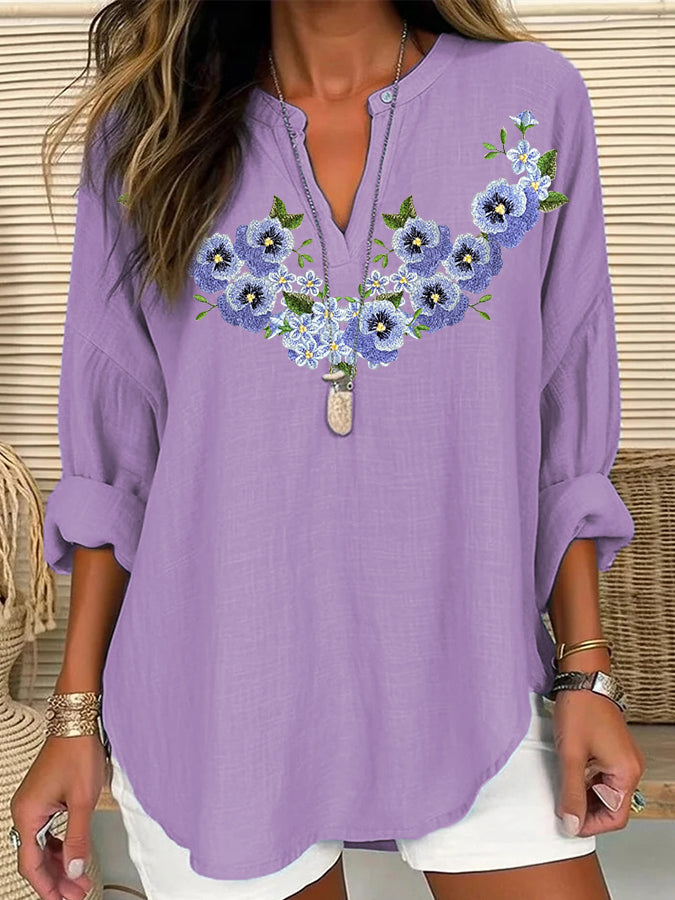 Women's Forget-Me-Not Flowers Print Alzheimer's Awareness Support Shirt