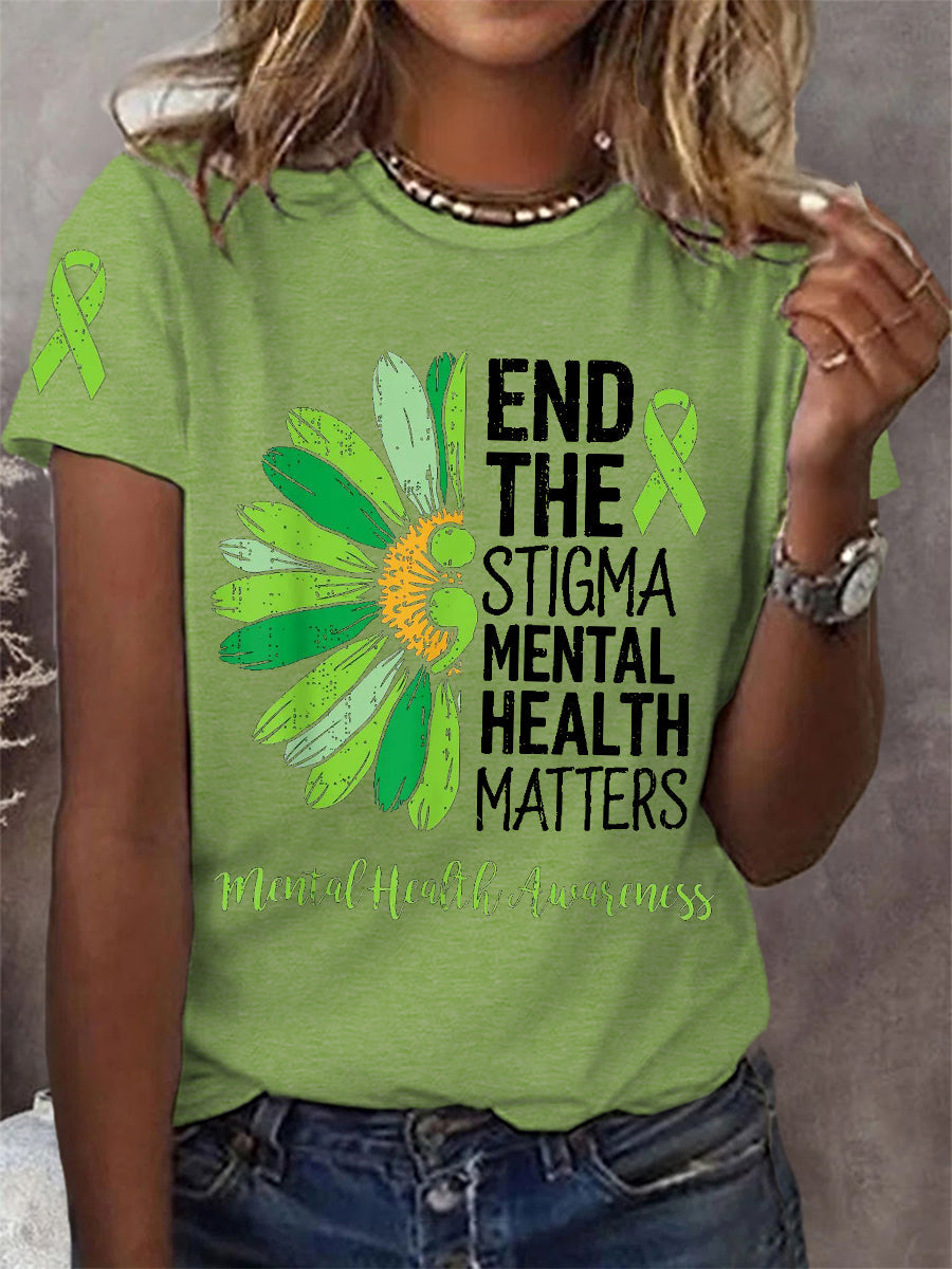 Women's In May We Wear Green Mental Health Awareness Support Tee