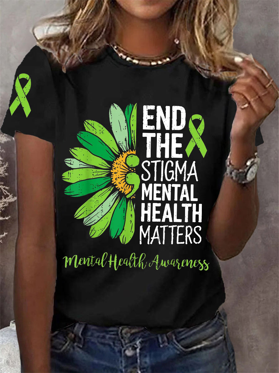 Women's In May We Wear Green Mental Health Awareness Support Tee