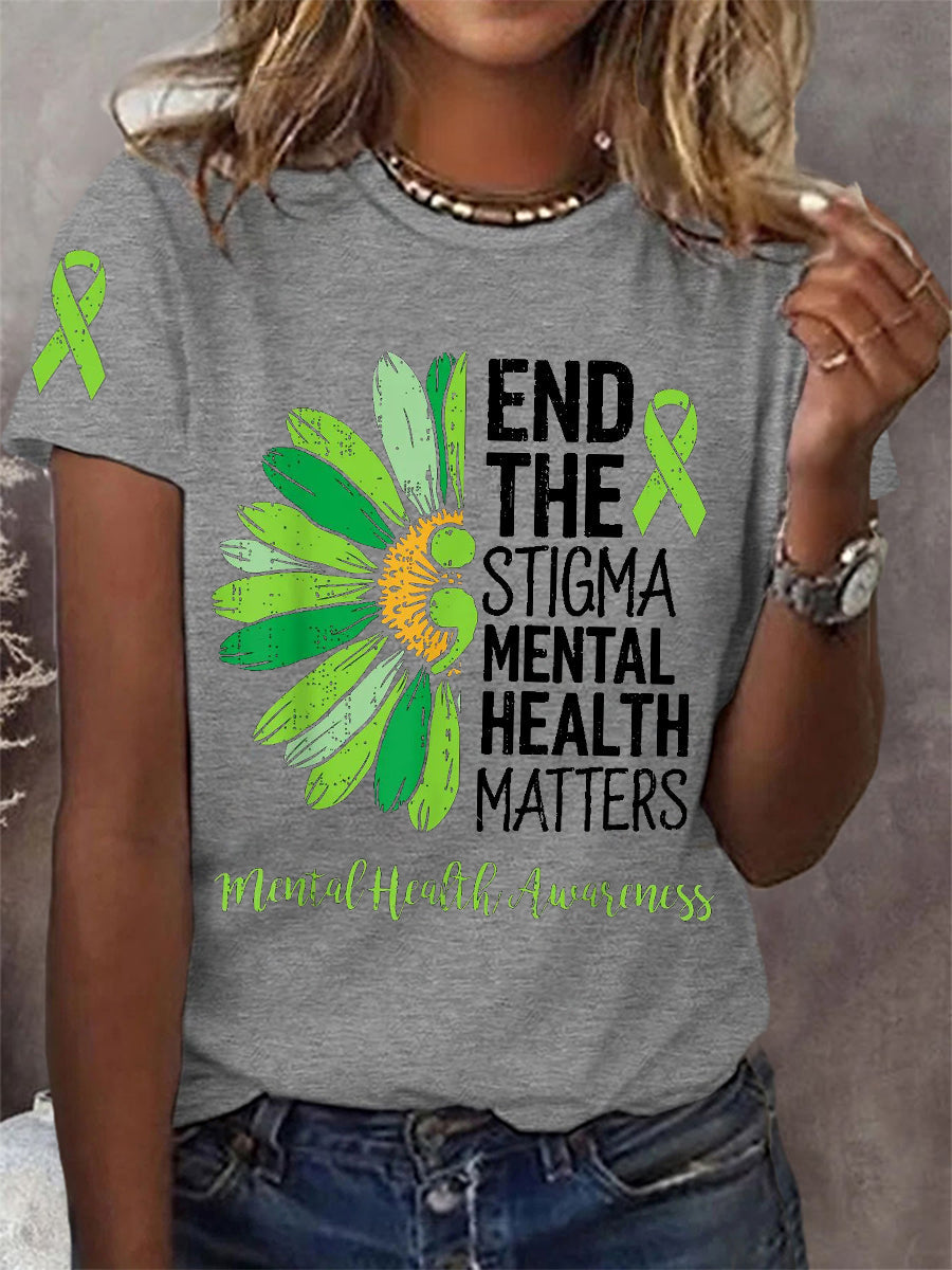 Women's In May We Wear Green Mental Health Awareness Support Tee