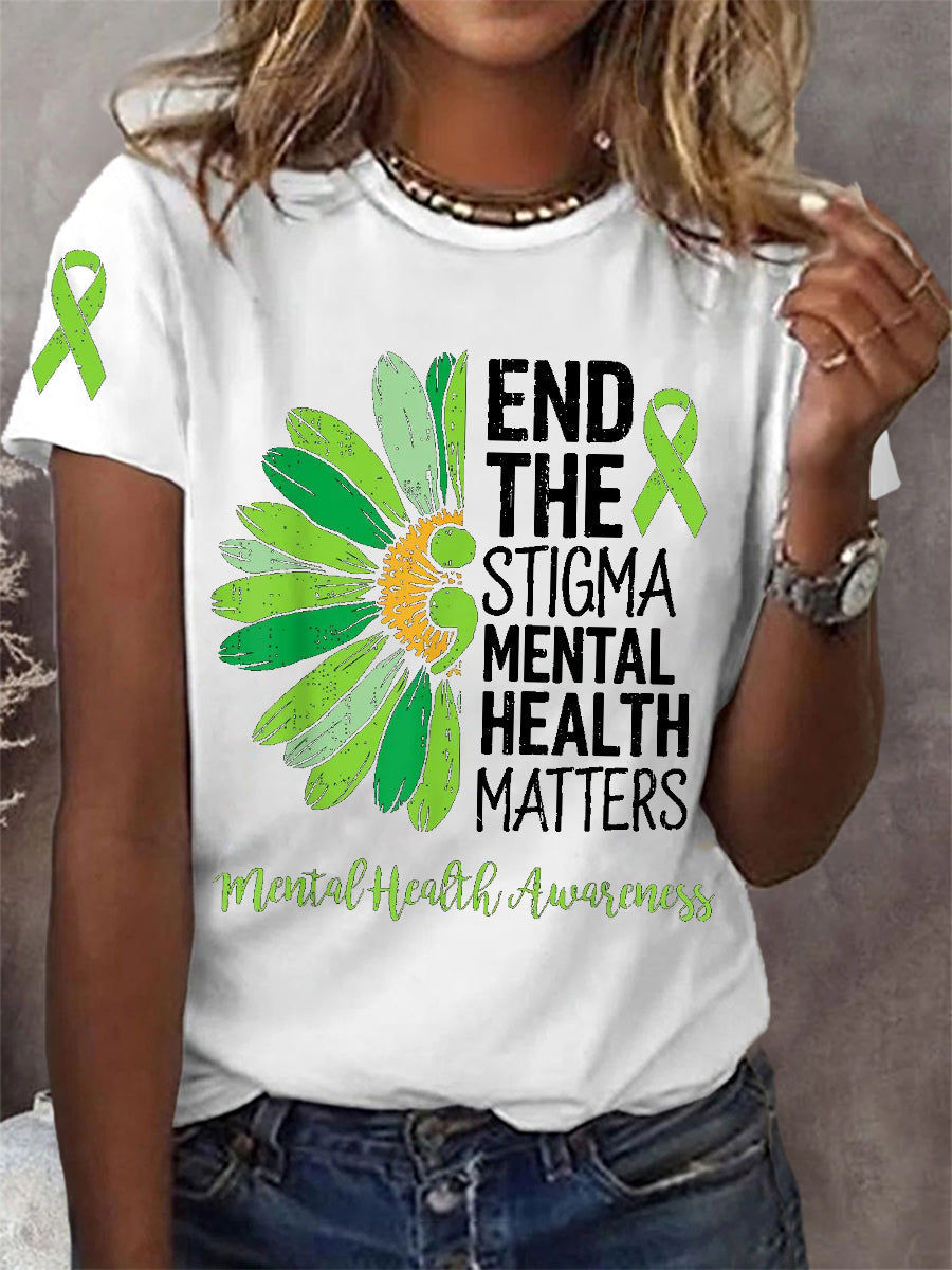 Women's In May We Wear Green Mental Health Awareness Support Tee