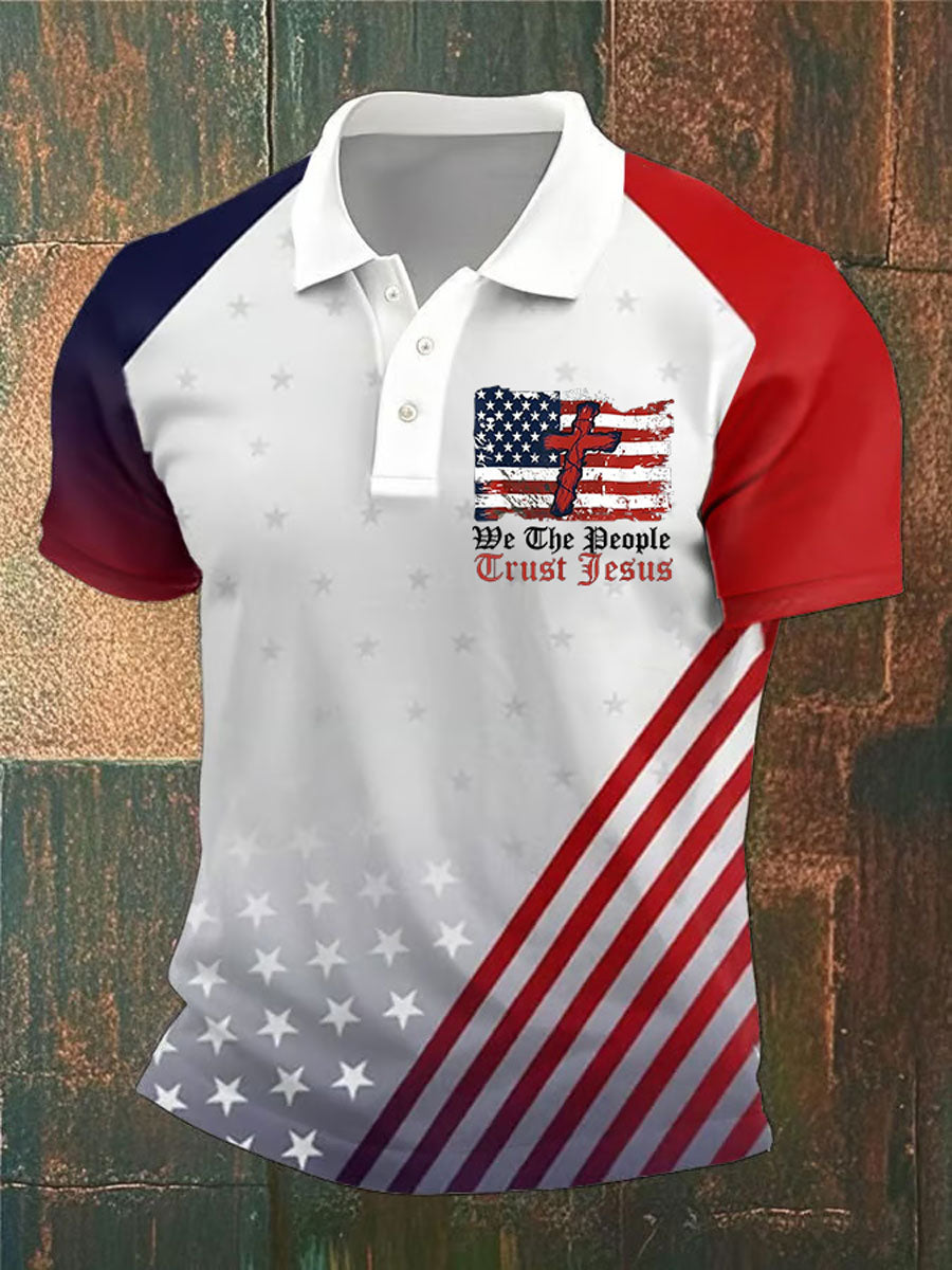 Men's We The People Trust Jesus Printed Polo Shirt