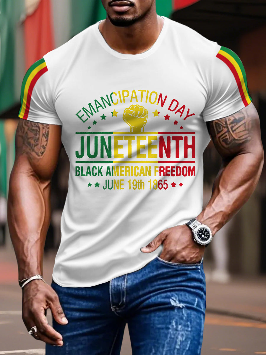 Men's Juneteenth 1865 Emancipation Day African American Freedom Casual Tee