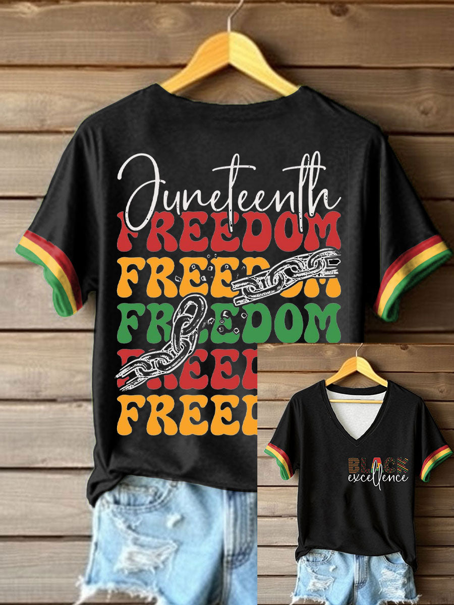 Women's Black History Juneteeth 1865 Printed T-shirt