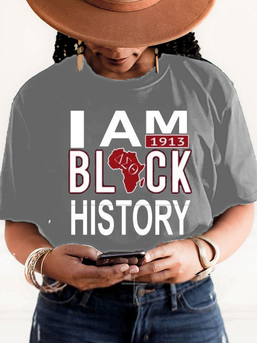Women's Black History Delta Sigma Theta 1913 Printed T-shirt
