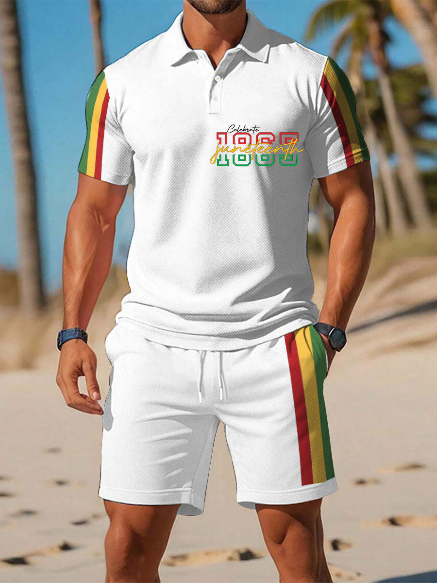 Men's Black History Juneteeth 1865 Printed Polo Sets
