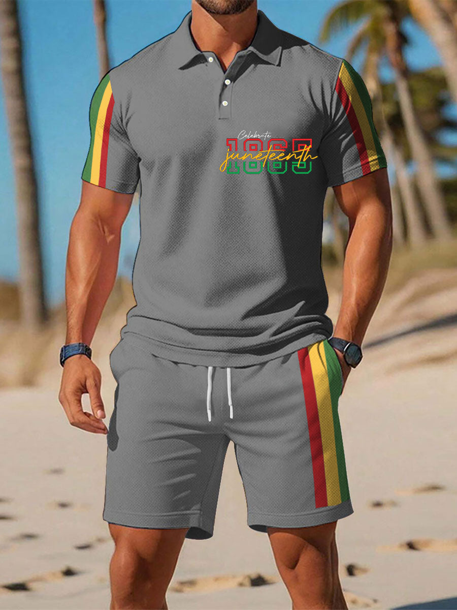 Men's Black History Juneteeth 1865 Printed Polo Sets
