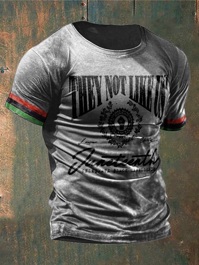 Men's Juneteeth Black History They Not Like Us Printed T-shirt
