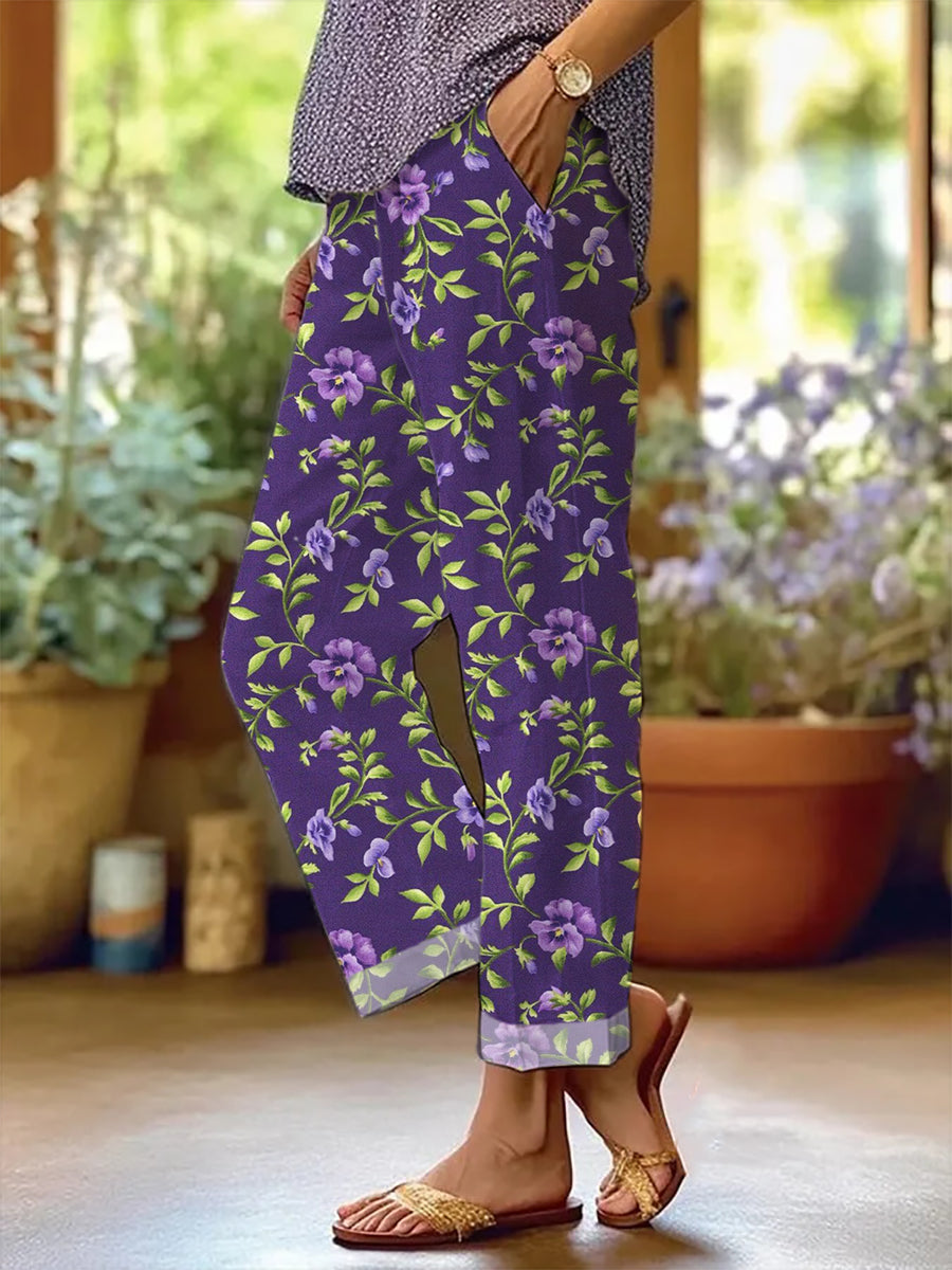 Women's Alzheimer's Disease Floral Print Trousers