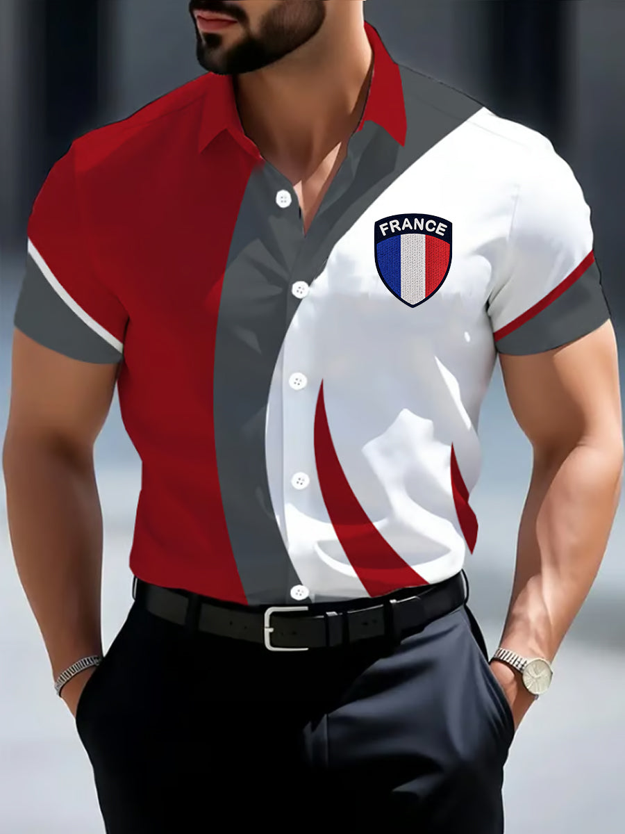 Chemise à manches courtes France Business Style pour homme