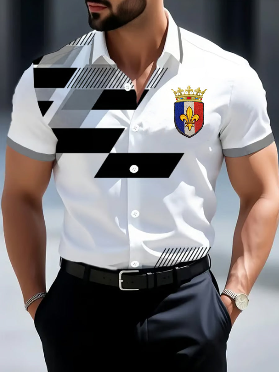 Chemise à manches courtes France Business Style pour homme