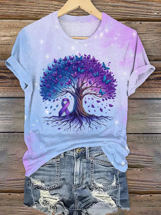 Women's Alzheimer's Awareness Forget Me Not Print T-Shirt