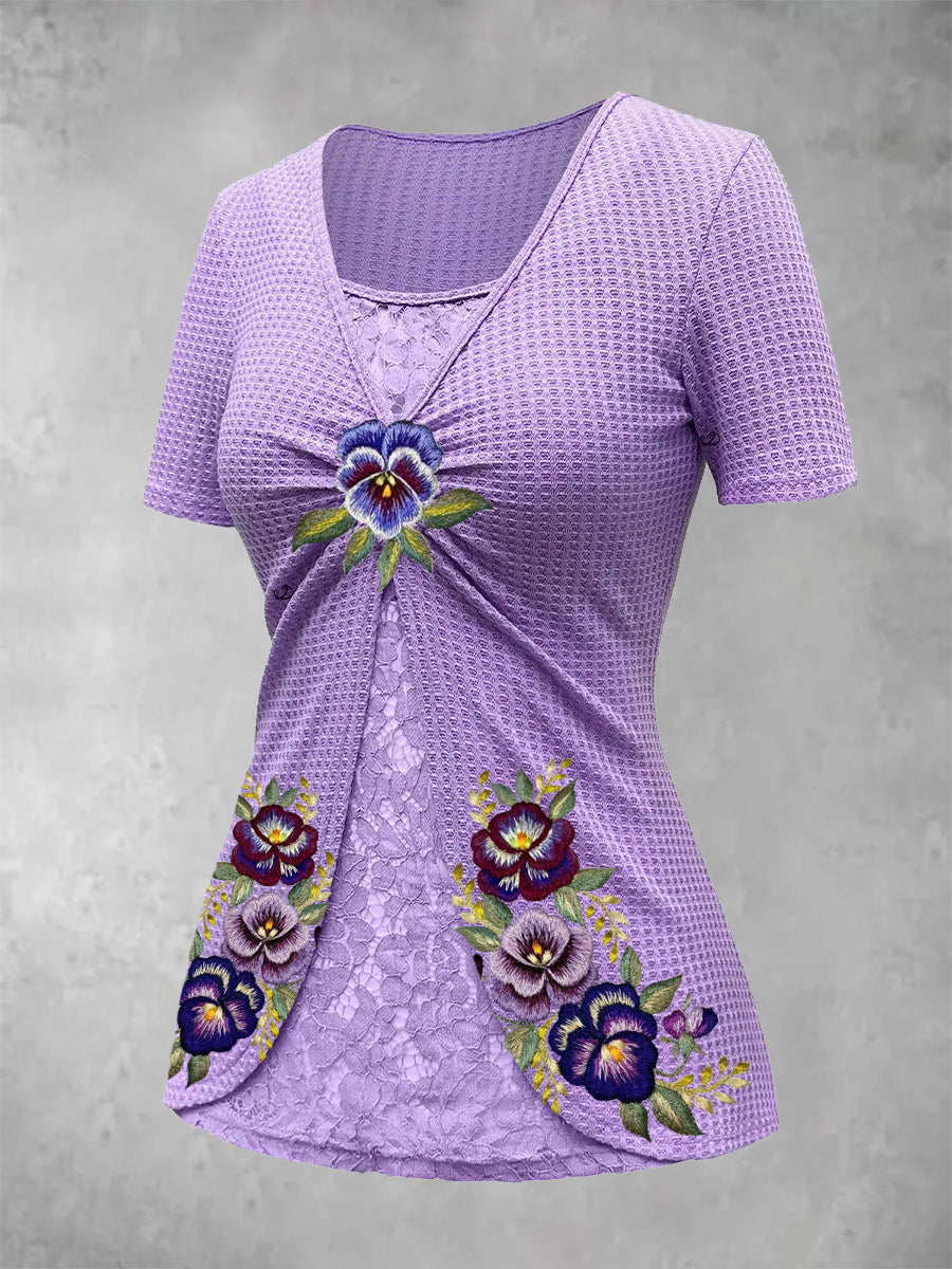 Women's Alzheimer's purple lace floral top