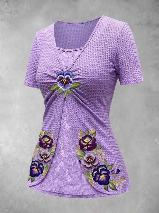 Women's Alzheimer's purple lace floral top