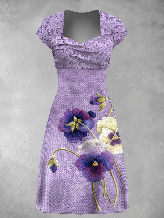 Women's Alzheimer's purple lace floral dress