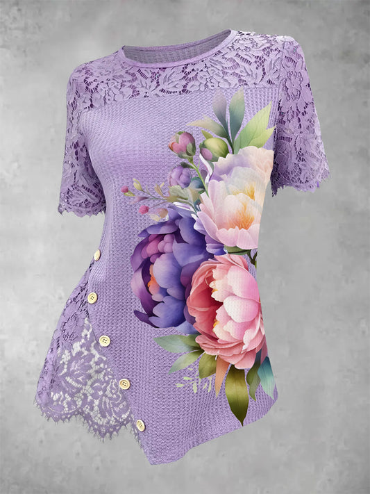 Women's Alzheimer's purple lace floral top