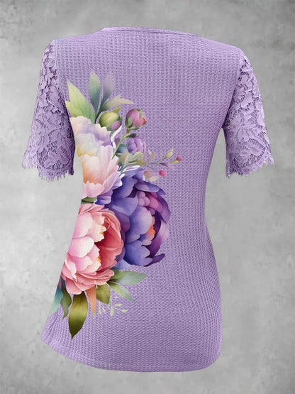 Women's Alzheimer's purple lace floral top
