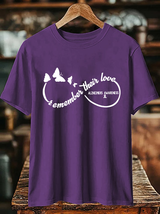 Women's Alzheimer's Awareness Remember Their Love Printed Short Sleeve T-Shirt