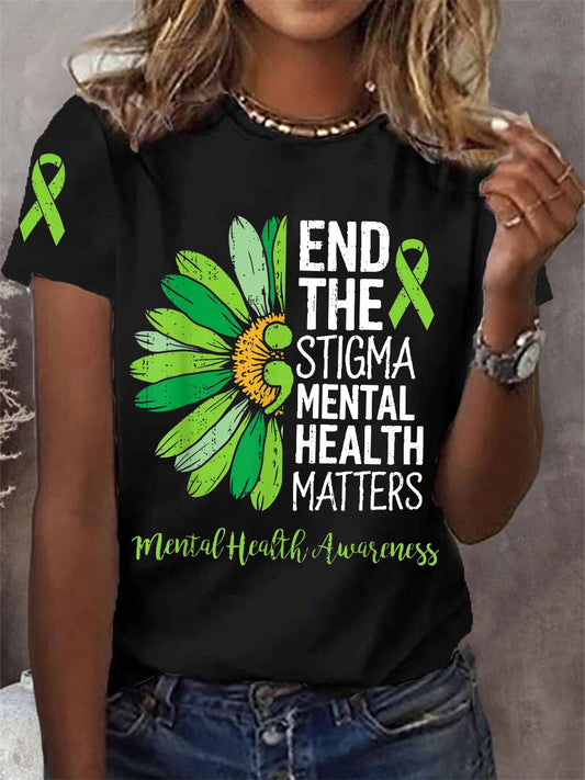 Women's In May We Wear Green Mental Health Awareness Support Tee