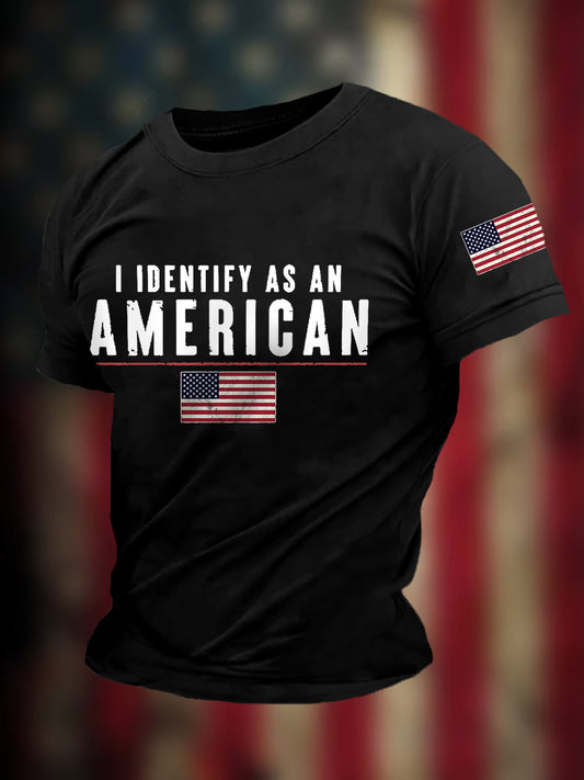 Men's I Defined As An American Independence Day American Flag Casual Tee