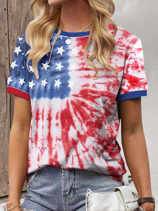 Women's Independence Day flag print T-shirt