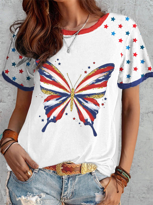 Women's 4th Of July Day Butterfly T-Shirt