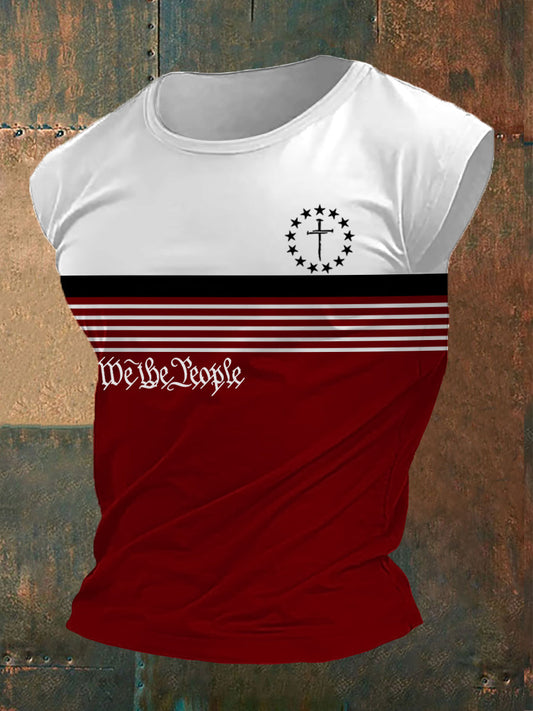 Men's We The People Cross Faith Stripes Print Casual Tank Top