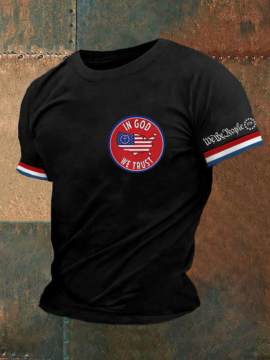 Men's We The People1776 In God We Trust American Falg Print Casual Tee