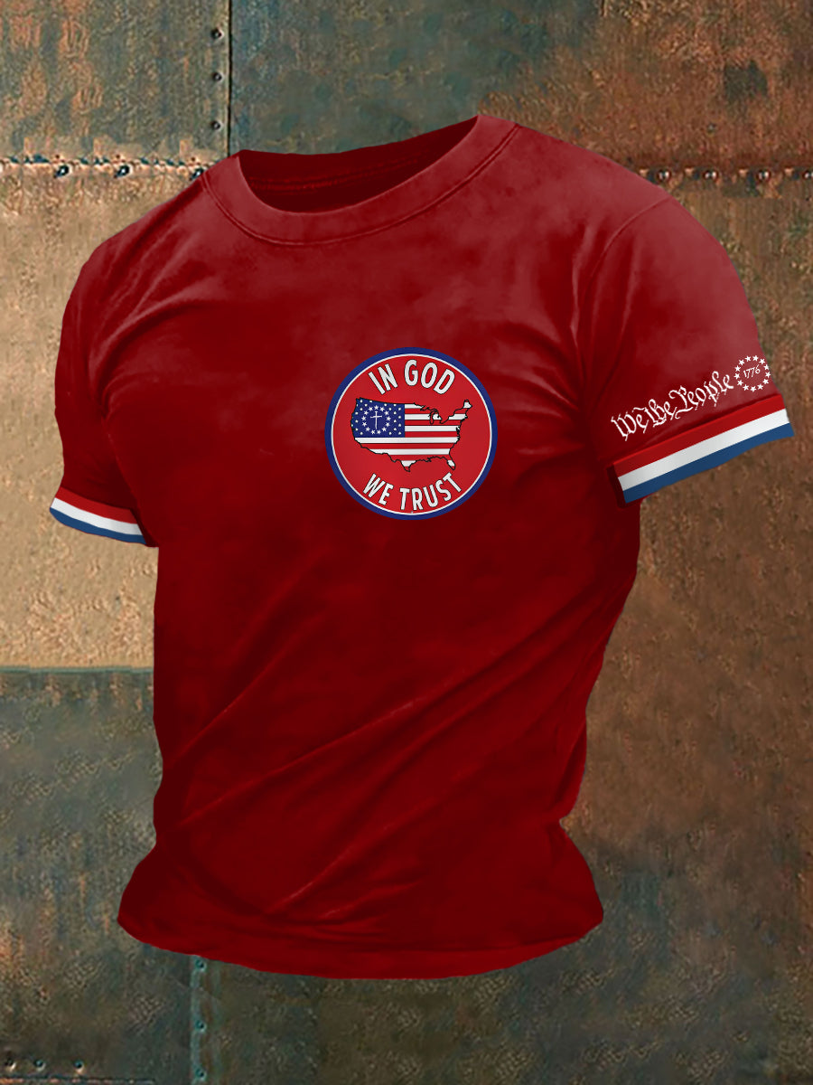 Men's We The People1776 In God We Trust American Falg Print Casual Tee