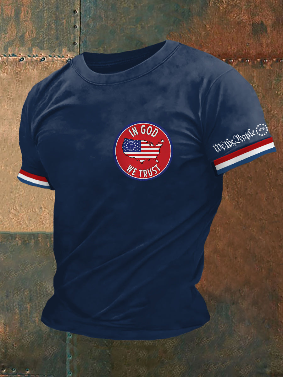 Men's We The People1776 In God We Trust American Falg Print Casual Tee