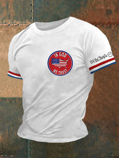 Men's We The People1776 In God We Trust American Falg Print Casual Tee