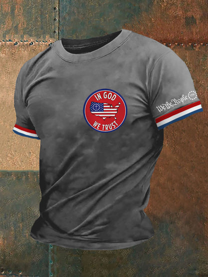 Men's We The People1776 In God We Trust American Falg Print Casual Tee