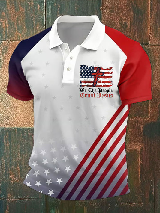 Men's We The People Trust Jesus Printed Polo Shirt