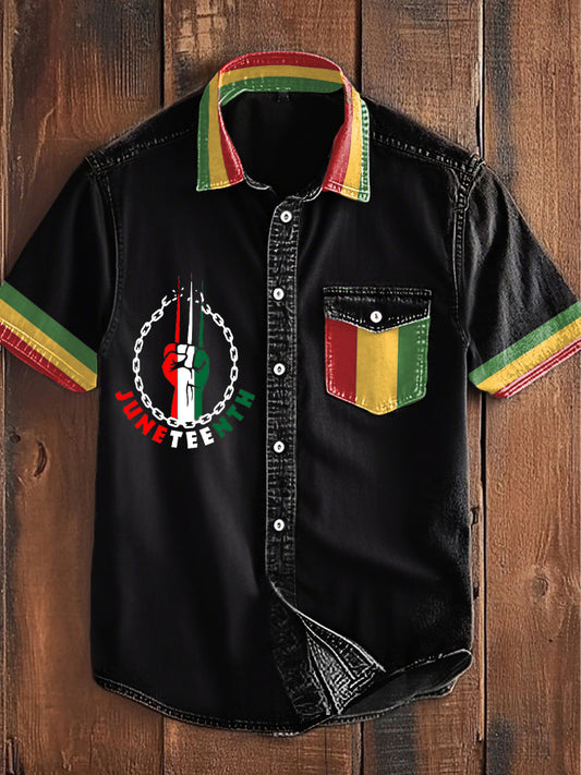 Men's Black History Juneteeth 1865 Printed Shirt