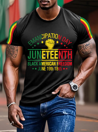 Men's Juneteenth 1865 Emancipation Day African American Freedom Casual Tee