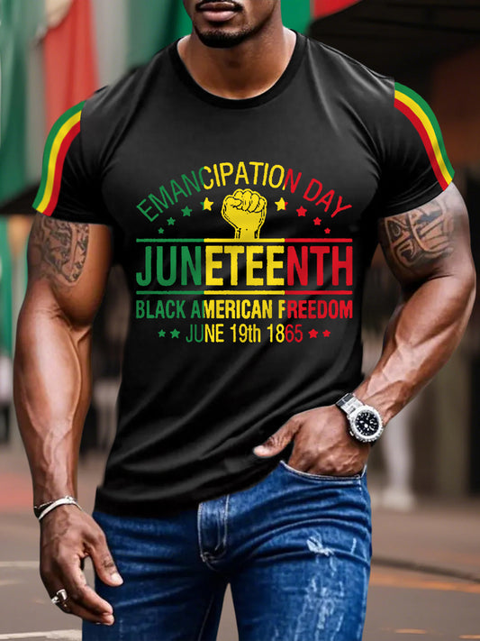 Men's Juneteenth 1865 Emancipation Day African American Freedom Casual Tee