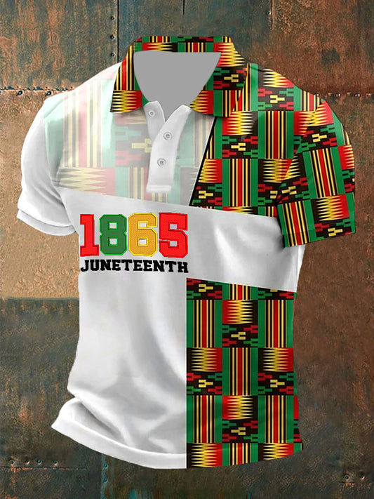 Men's Juneteenth Printed Casual Polo Shirt