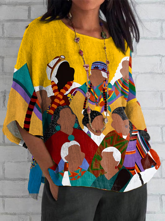 Women's Juneteenth 1865  Print  Cotton Linen Shirt Top