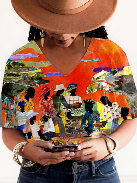 Women's Black Juneteenth Print T-shirt