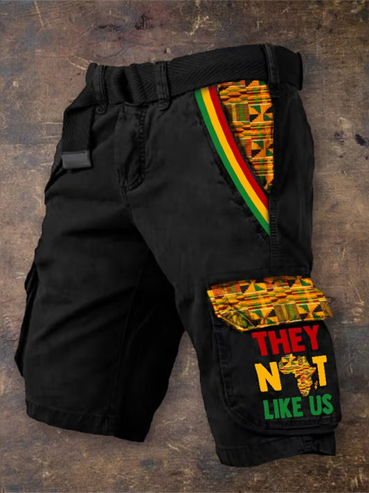 Man's Juneteenth 1865 They Not Like Us Print Cargo Shorts