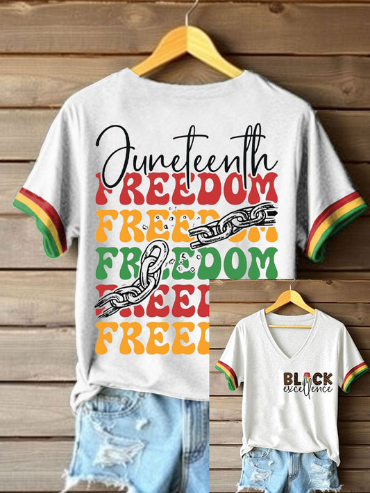 Women's Black History Juneteeth 1865 Printed T-shirt