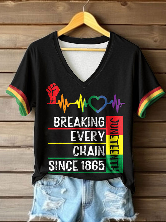 Women's Black History Juneteeth 1865 Printed T-shirt