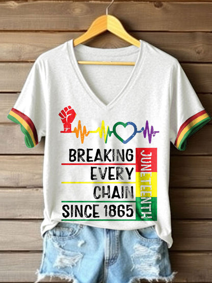 Women's Black History Juneteeth 1865 Printed T-shirt