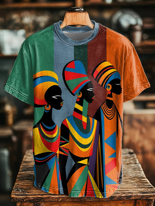 Unisex Black Art Painting Printed T-shirt