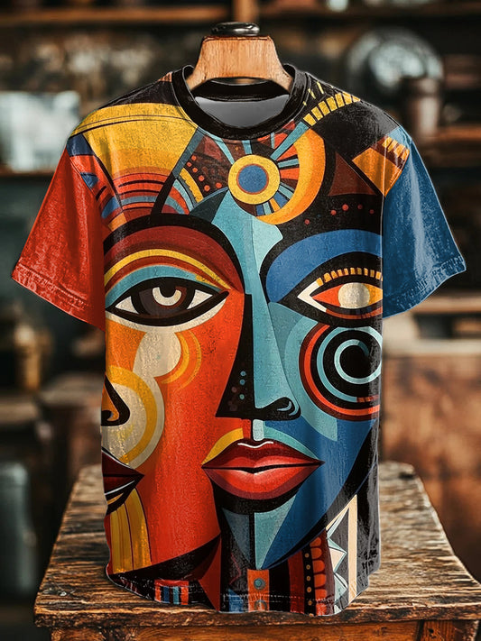 Unisex Black Art Painting Printed T-shirt