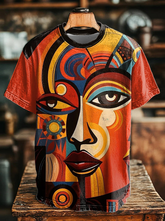 Unisex Black Art Painting Printed T-shirt