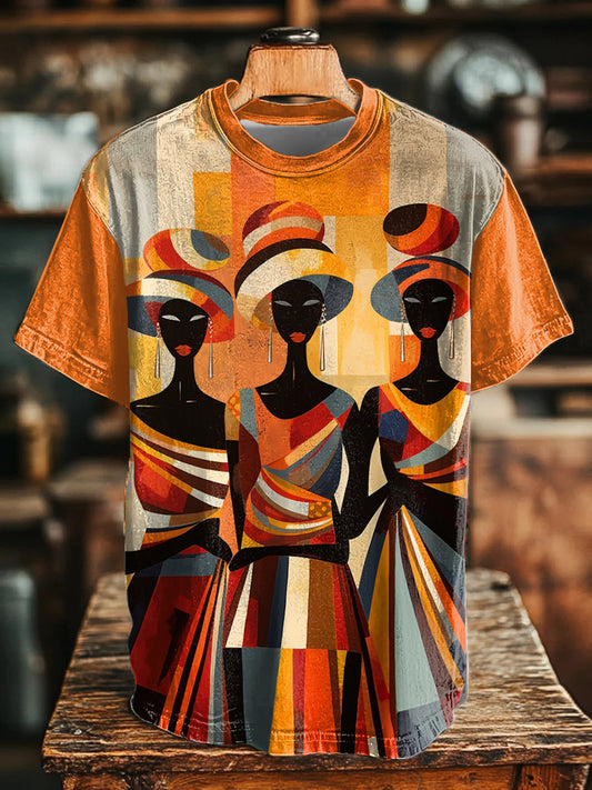 Unisex Black Art Painting Printed T-shirt