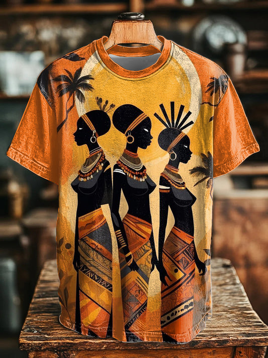 Unisex Black Art Painting Printed T-shirt